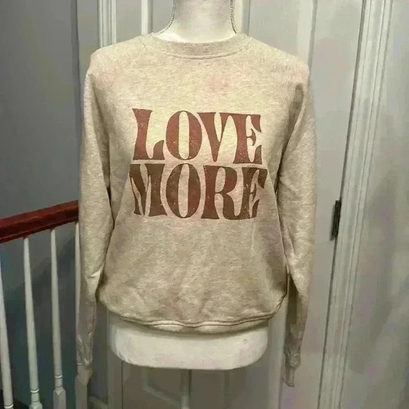 SPIRITUAL GANGSTER NWOT Love More Bridget Raglan Sweatshirt Oatmeal Size Small - Picture 3 of 11